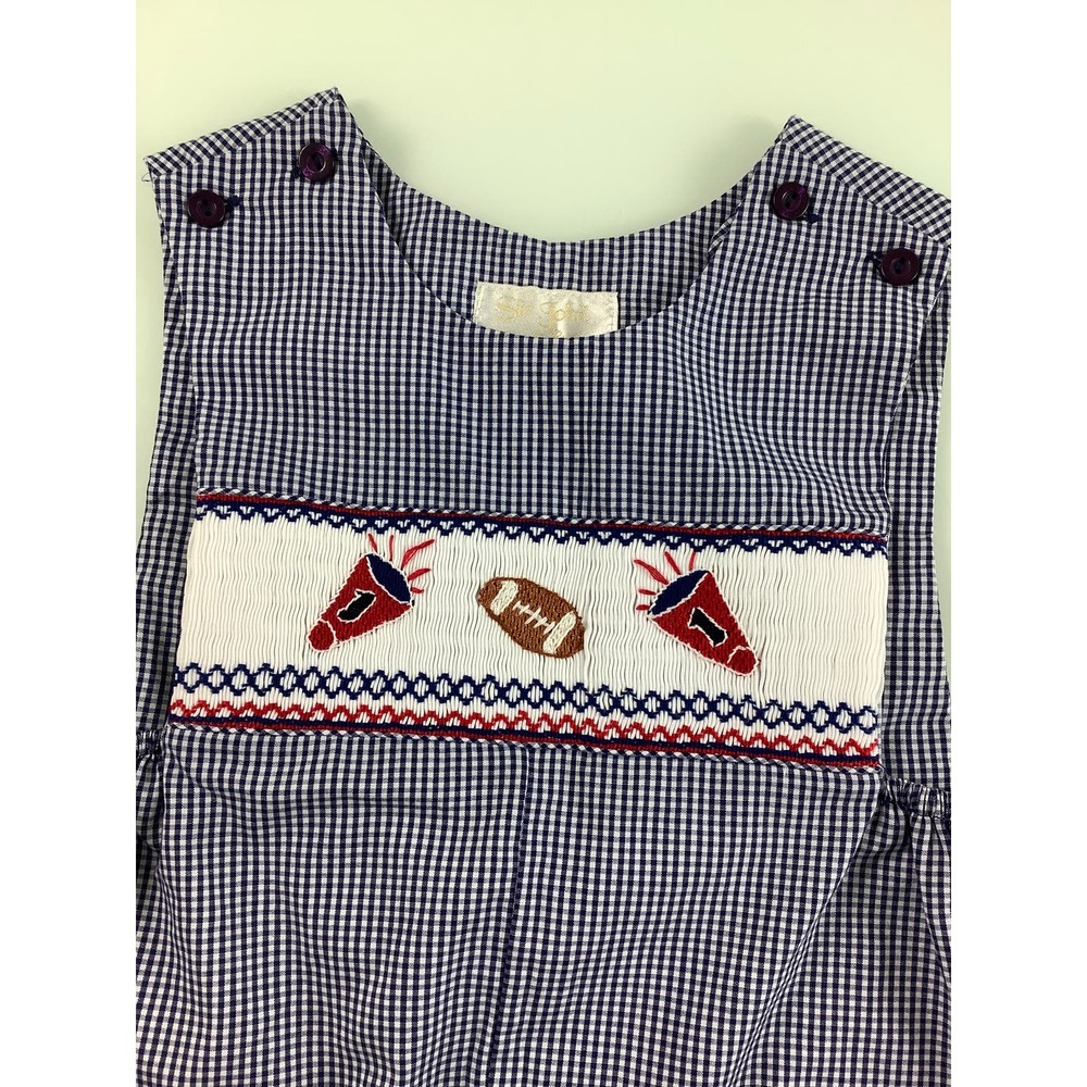 Sir John Smocked Navy Football Shortalls toddler size 3T NWT - Picture 7 of 11